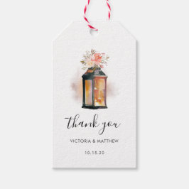 Rustige Waterverf Floral Lantern Wedding Bedankt Cadeaulabel