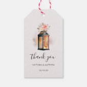Rustige Waterverf Floral Lantern Wedding Bedankt Cadeaulabel (Achterkant)