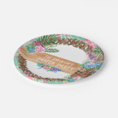 Rustige Waterverf Floral met Happy Easter Papieren Bordje (Gekanteld)