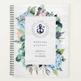 Rustige Waterverf Floral Nautical Anchor Wedding Planner