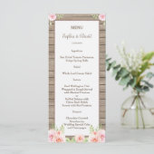 Rustige Waterverf Floral Old Wood Wedding Menu (Staand voorkant)