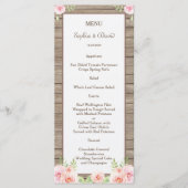 Rustige Waterverf Floral Old Wood Wedding Menu (Voorkant)