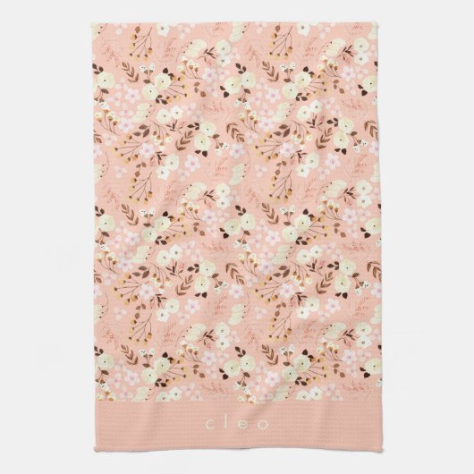 Rustige Waterverf Floral Pattern, gepersonaliseerd Theedoek (Verticaal)