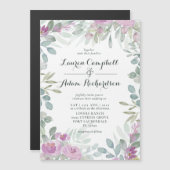 Rustige Waterverf Floral Pink Wedding Invitation Magnetische Uitnodiging (Voorkant / Achterkant)