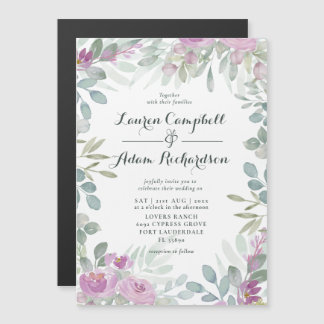 Rustige Waterverf Floral Pink Wedding Invitation Magnetische Uitnodiging