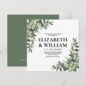 Rustige Waterverf Floral Script Wedding Uitnodigin Kaart (Voorkant / Achterkant)