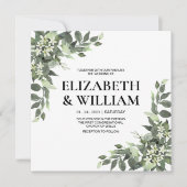 Rustige Waterverf Floral Script Wedding Uitnodigin Kaart (Voorkant)
