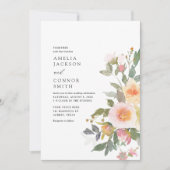 Rustige Waterverf Floral Spring Wedding Kaart (Voorkant)