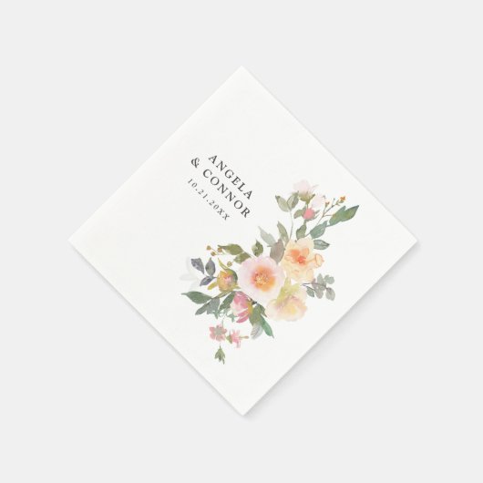 Rustige Waterverf Floral Spring Wedding Servet (Hoek)