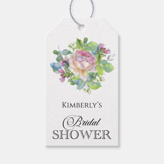 Rustige Waterverf Floral Vrijgezellenfeest Gift La Cadeaulabel (Voorkant)