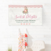 Rustige Waterverf Floral Wedding Cake Bakery Spandoek (Insitu)