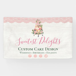 Rustige Waterverf Floral Wedding Cake Bakery Spandoek