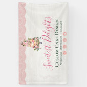Rustige Waterverf Floral Wedding Cake Bakery Spandoek (Verticaal)