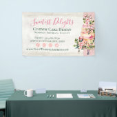 Rustige Waterverf Floral Wedding Cake Bakery Spandoek (Beurs)