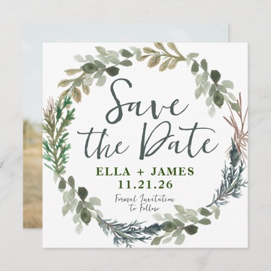 Rustige Waterverf Floral Wedding Save the Date Kaart (Voorkant / Achterkant)