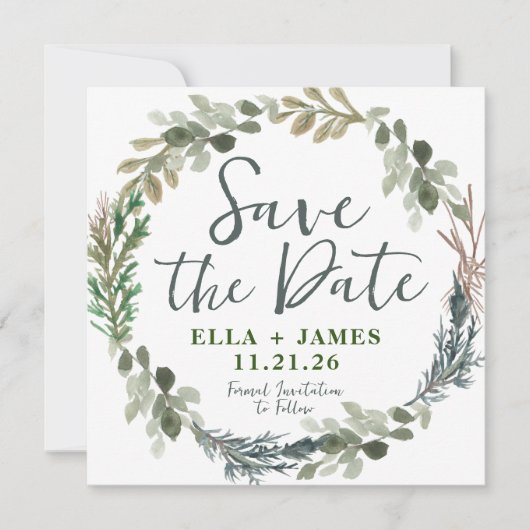Rustige Waterverf Floral Wedding Save the Date Kaart (Voorkant)