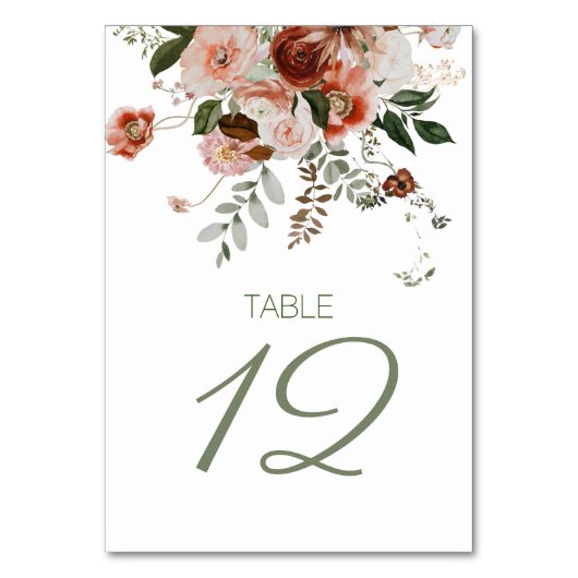 Rustige Waterverf Floral Wedding Table Number Card Kaart (Achterkant)