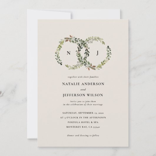 Rustige waterverf florale baard bruiloft save the date (Voorkant)