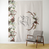 Rustige waterverf florale baby shower elegant wandkleed (In situ)