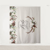 Rustige waterverf florale baby shower elegant wandkleed (Voorkant)