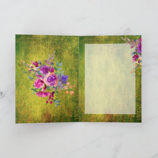 Rustige waterverf florale hoefijzer kaart (Binnen)