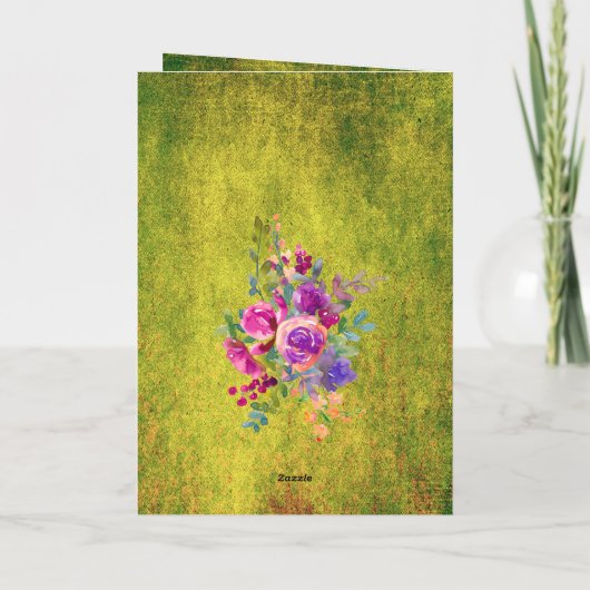 Rustige waterverf florale hoefijzer kaart (Achterkant)