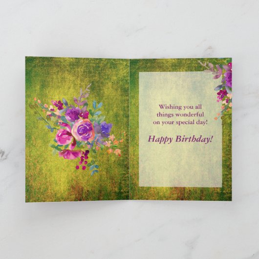 Rustige waterverf florale hoefijzer kaart (Binnen)