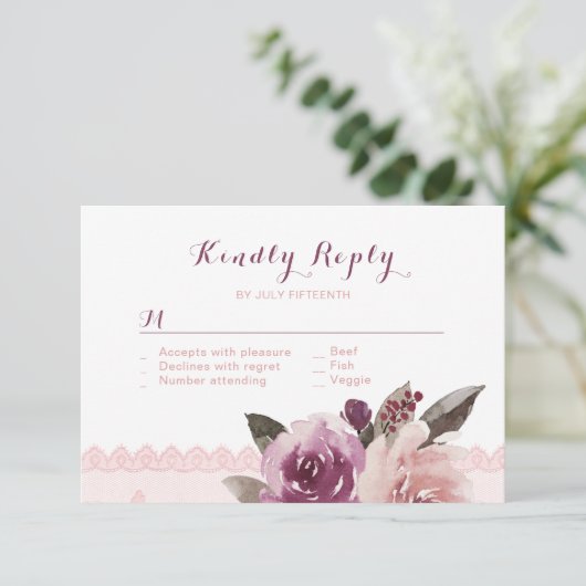 Rustige waterverf florale honk herbergt RSVP (Staand voorkant)