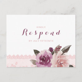 Rustige waterverf florale honk herbergt RSVP Uitnodiging Briefkaart