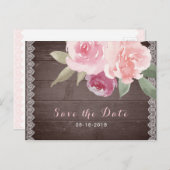 Rustige waterverf florale plaats behalve de datum aankondigingskaart (Voorkant / Achterkant)