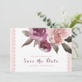 Rustige waterverf florale plaats behalve de datum save the date (Staand voorkant)