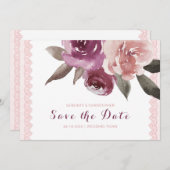 Rustige waterverf florale plaats behalve de datum save the date (Voorkant / Achterkant)