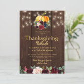 Rustige waterverf florale Thanksgiving potluck Kaart (Staand voorkant)