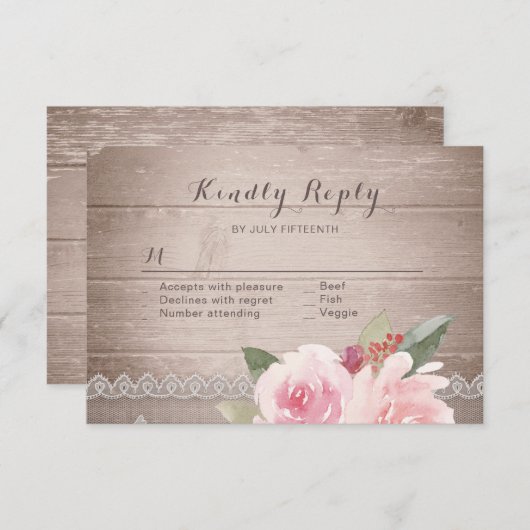 Rustige waterverf florale vintage RSVP (Voorkant / Achterkant)