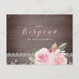 Rustige waterverf florale vintage RSVP Uitnodiging Briefkaart