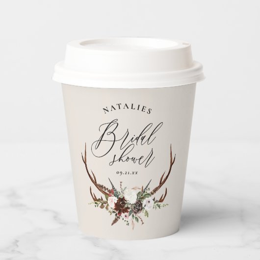 Rustige waterverf florale vrijgezellenfeest papieren bekers (Voorkant)