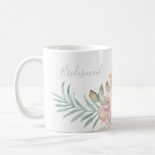 Rustige Waterverf Florals op Sage Green Bridesmaid Koffiemok