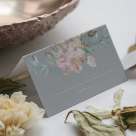 Rustige Waterverf Florals op Sage Green Escort Plaatskaartje