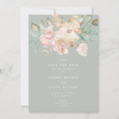 Rustige Waterverf Florals op Sage Green Foto Save The Date (Voorkant)