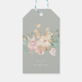 Rustige Waterverf Florals op Sage Green Wedding Cadeaulabel (Voorkant)
