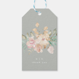 Rustige Waterverf Florals op Sage Green Wedding Cadeaulabel