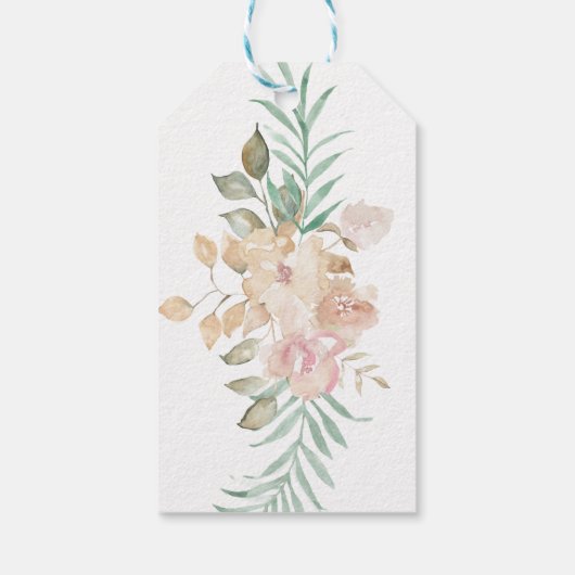 Rustige Waterverf Florals op Sage Green Wedding Cadeaulabel (Achterkant)