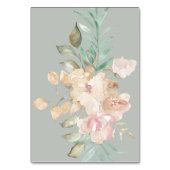 Rustige Waterverf Florals op Sage Green Wedding Kaart (Achterkant)
