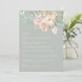 Rustige Waterverf Florals op Sage Green Wedding Menu (Staand voorkant)