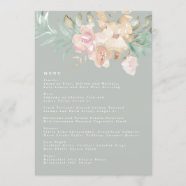 Rustige Waterverf Florals op Sage Green Wedding Menu
