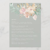 Rustige Waterverf Florals op Sage Green Wedding Menu (Voorkant)