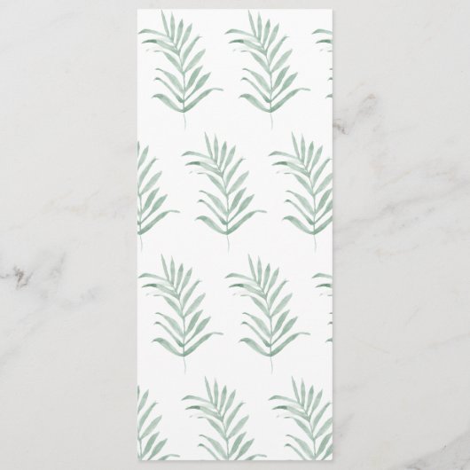 Rustige Waterverf Florals op Sage Green Wedding Programmakaart (Achterkant)