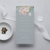 Rustige Waterverf Florals op Sage Green Wedding Programmakaart