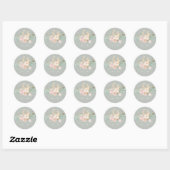 Rustige Waterverf Florals op Sage Green Wedding Ronde Sticker (Vel)