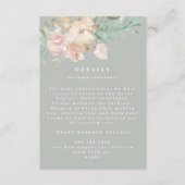 Rustige Waterverf Florals op Sage Wedding Details Informatiekaartje (Voorkant)